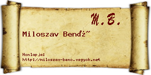 Miloszav Benő névjegykártya